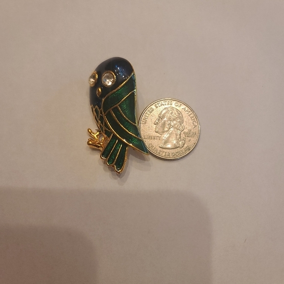 Vintage Enamel Blue Green Brooch Pin - Picture 3 of 3